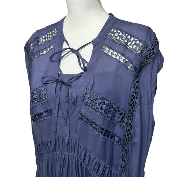 Lucky Brand Lace Inset Dress in Nightshadow Blue - Size Large - Picture 5 of 8